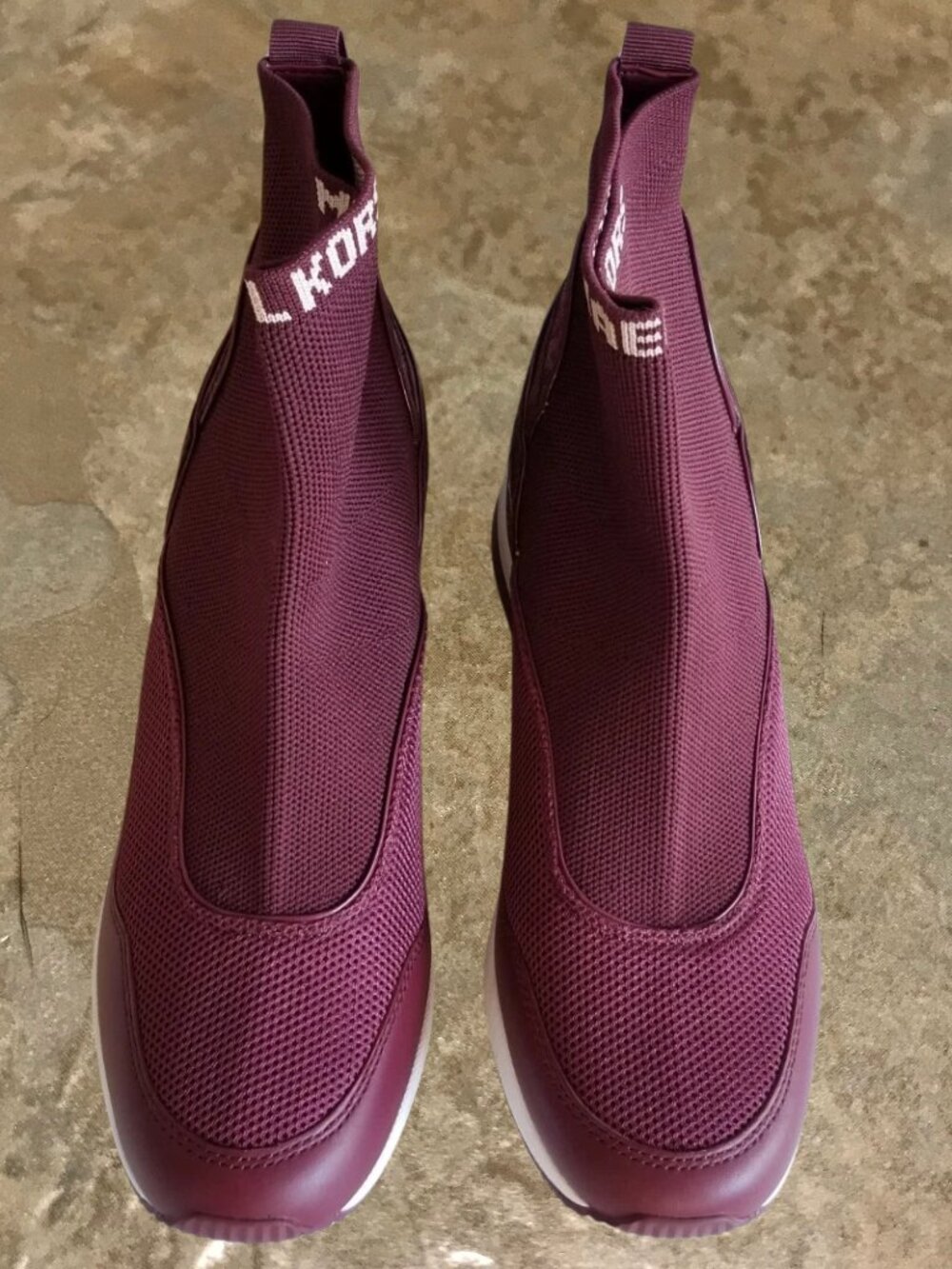 Michael Kors Swift Stretch Knit Crocodile Embossed Leather Bootie Sock Sneaker